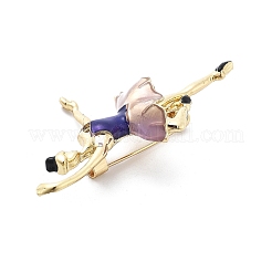 Dancer Alloy Purple & Pink Enamel Pin Brooches&nbsp;JEWB-C037-06G