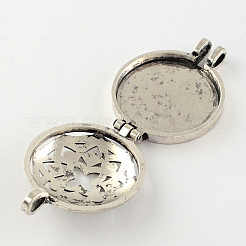 Rack Plating Hollow Brass Diffuser Locket Pendants&nbsp;KK-S666-AS