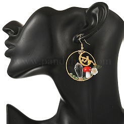Brass Glass Dangle Earrings&nbsp;EJEW-JE07514