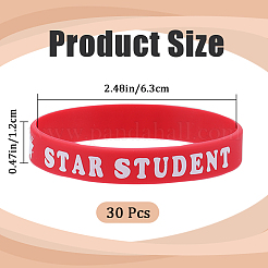 Word Star Student Silicone Cord Bracelet Wristband&nbsp;LS-BJEW-WH0018-49A
