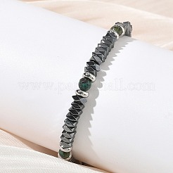 Natural African Turquoise(Jasper) & Non-magnetic Synthetic Hematite Beaded Bracelets for Women&nbsp;BJEW-Z148-03P-05