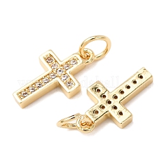 CZ Brass Micro Pave Cubic Zirconia Cross Charms&nbsp;ZIRC-L018-16G