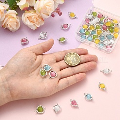 50Pcs 5 Colors Cat Eye Connector Charms&nbsp;PALLOY-YW00216