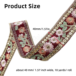 10 Yards Embroidery Flower Polyester Ribbon&nbsp;PW-WG22962-04