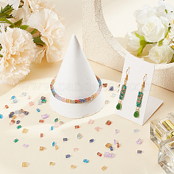 315Pcs 9 Colors 2-Hole Transparent Glass Seed Beads&nbsp;SEED-PA0001-40