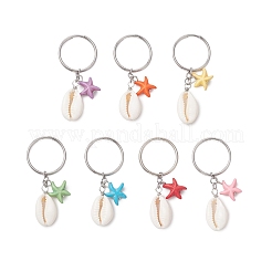Synthetical Turquoise & Natural Mixed Cowrie Shell Keychains&nbsp;KEYC-JKC01344