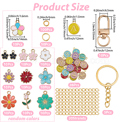 DIY Letter & Flower Keychain Findings Kits&nbsp;DIY-BM0002-22
