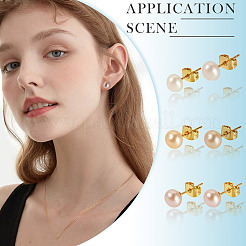 6Pcs 3 Colors Natural Cultured Freshwater Pearl Stud Earrings&nbsp;EJEW-TAC00025