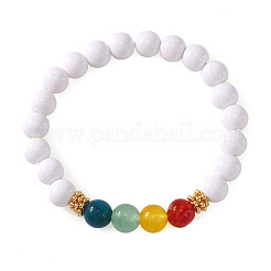 Round Natural Mixed Stone and Acrylic Imitation Pearl Beaded Stretch Bracelets for Women&nbsp;CO7250