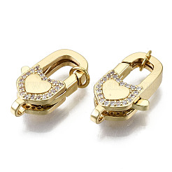 Brass Micro Pave Clear Cubic Zirconia Lobster Claw Clasps&nbsp;ZIRC-S066-038-NF