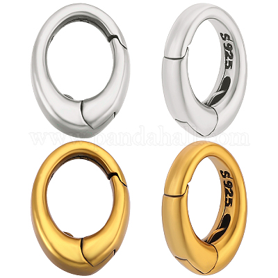 2Pcs 925 Sterling Silver Spring Gate Rings&nbsp;STER-BBC0006-41A-1