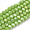 Electroplate Glass Beads Strands, Opaque Solid Color, AB Color Plated, Faceted, Rondelle, Olive, 3.5~3.8x3mm, Hole: 0.4mm, about 105~110pcs/strand, 29~31cm