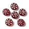 Transparent Lampwork Beads, Flat Round with Moon & Stars, Dark Red, 13x5mm, Hole: 1mm, about 70~82pcs/100g