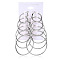 Alloy Hoop Earrings Sets, Platinum, 25~50mm, 6pairs/set