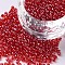 12/0 Glass Seed Beads, Trans. Colours Lustered, Round, Red, 2mm, Hole: 1mm, 30000pcs/pound