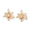 Brass Pendants, with Clear Glass, Flower, Real 18K Gold Plated, 20.5x18x5mm, Hole: 1mm