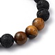 Natural Tiger Eye & Lava Rock Beaded Stretch Bracelets&nbsp;BJEW-JB05415-04-2