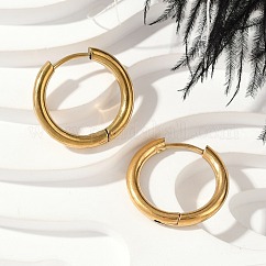 202 Stainless Steel Huggie Hoop Earrings, Hypoallergenic Earrings, with 316 Surgical Stainless Steel Pin, Ion Plating(IP), Golden, 18x2.5mm