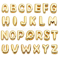 Rack Plating Brass Pendants, Letter Charms, Cadmium Free & Lead Free, Long-Lasting Plate, Letter A~Z, Real 18K Gold Plated, 6~8x3~7x4~5mm, Hole: 2~3mm