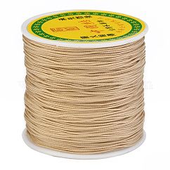 Braided Nylon Thread, Chinese Knotting Cord for Beading Jewelry Making Macrame Craft, BurlyWood, 0.8mm, about 100yards/roll