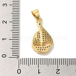 Rack Plating Brass Micro Pave Clear Cubic Zirconia Pendants&nbsp;KK-C047-17G