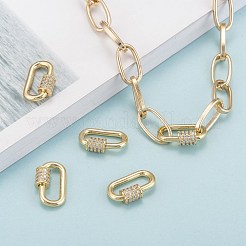 Brass Micro Pave Cubic Zirconia Screw Carabiner Lock Charms&nbsp;X-ZIRC-G160-22G