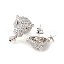 Cubic Zirconia 925 Sterling Silver Stud Earring Findings for Women&nbsp;STER-M092-09P-02
