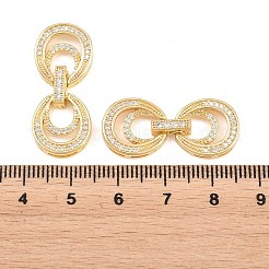 Brass Micro Pave Clear Cubic Zirconia Fold Over Clasps&nbsp;KK-C075-47G