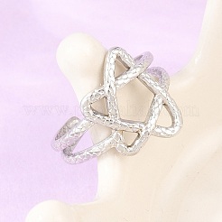 304 Stainless Steel Cuff Open Rings for Women&nbsp;RJEW-A102-04P