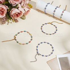 6Pcs 3 Colors Stainless Steel & Enamel Link Bracelets for Women&nbsp;BJEW-GO0001-30