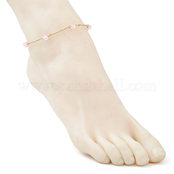 Dyed Round Natural Malaysia Jade & 304 Stainless Steel Cable Chain Ankelets&nbsp;AJEW-AN00701-02