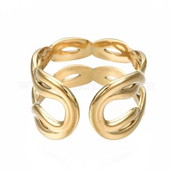 304 Stainless Steel Twist Wrap Open Cuff Ring&nbsp;RJEW-T023-06G