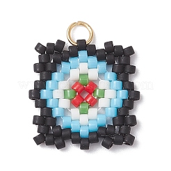 Handmade Glass Seed Beaded  Window Lattice Pattern Shape Pendants&nbsp;PALLOY-MZ00929