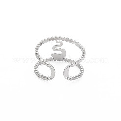 Non-Tarnish 304 Stainless Steel Snake Wide Open Cuff Ring for Women&nbsp;RJEW-S405-239P