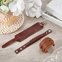 3Pcs 3 Styles Cowhide Leather Bracelets&nbsp;BJEW-CL0001-39B