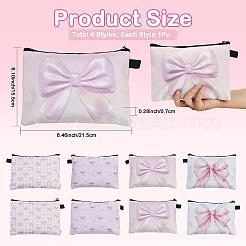 4Pcs 4 Styles Rectangle with Bowknot Printed Polyester Cosmetic Zipper Pouches&nbsp;ABAG-SP0001-51A