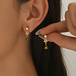 Brass Teardrop Dangle Stud Earrings&nbsp;SW0277