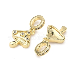 Brass Micro Pave Clear Cubic Zirconia European Dangle Charms&nbsp;KK-P345-36G