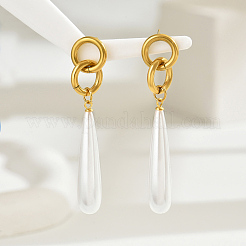 Vintage Long Teardrop 201 Stainless Steel Imitation Pearl Stud Earrings&nbsp;BM9992