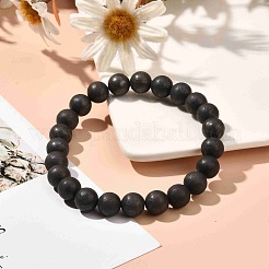 8mm Matte Round Natural Shungite Beads Energy Power Stretch Bracelet for Men Women&nbsp;BJEW-JB07069