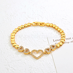 Elegant Brass Micro Pave Clear Cubic Zirconia Link Bracelets for Women&nbsp;QS0247