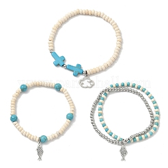 3Pcs 3 Styles Alloy Charm Bracelets&nbsp;BJEW-JB12286