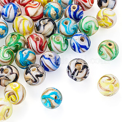 36Pcs 6 Colors Handmade Gold Sand Lampwork Beads&nbsp;LAMP-TA0002-61