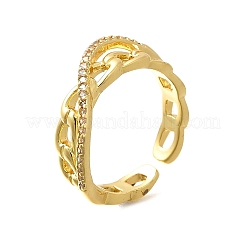 Rack Plating Brass Micro Pave Cubic Zirconia Cuff Finger Rings for Women&nbsp;RJEW-C117-02G
