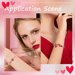 Valentine's Day Theme DIY Alloy Enamel Charm & Glass Beads Double-layer Stretch Bracelet Making Kits&nbsp;DIY-SC0028-70