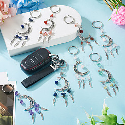 10Pcs Alloy Natural Mixed Stone Keychains&nbsp;KEYC-TAC00056