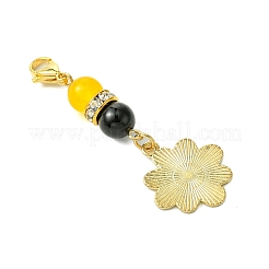 5Pcs 5 Styles Bees & Flower Alloy Enamel Pendant Decorations&nbsp;HJEW-TA00319
