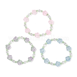 3Pcs 3 Colors Plum Blossom Flower Glass Beads Stretch Bracelets for Women&nbsp;BJEW-JB12138