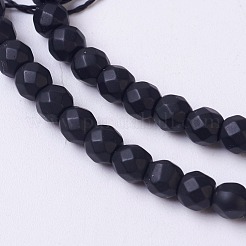 Synthetic Black Stone Beads Strands&nbsp;X-G-C059-4mm-1