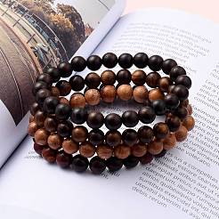 Unisex Natural Wood Beaded Stretch Bracelets Sets&nbsp;BJEW-JB05463